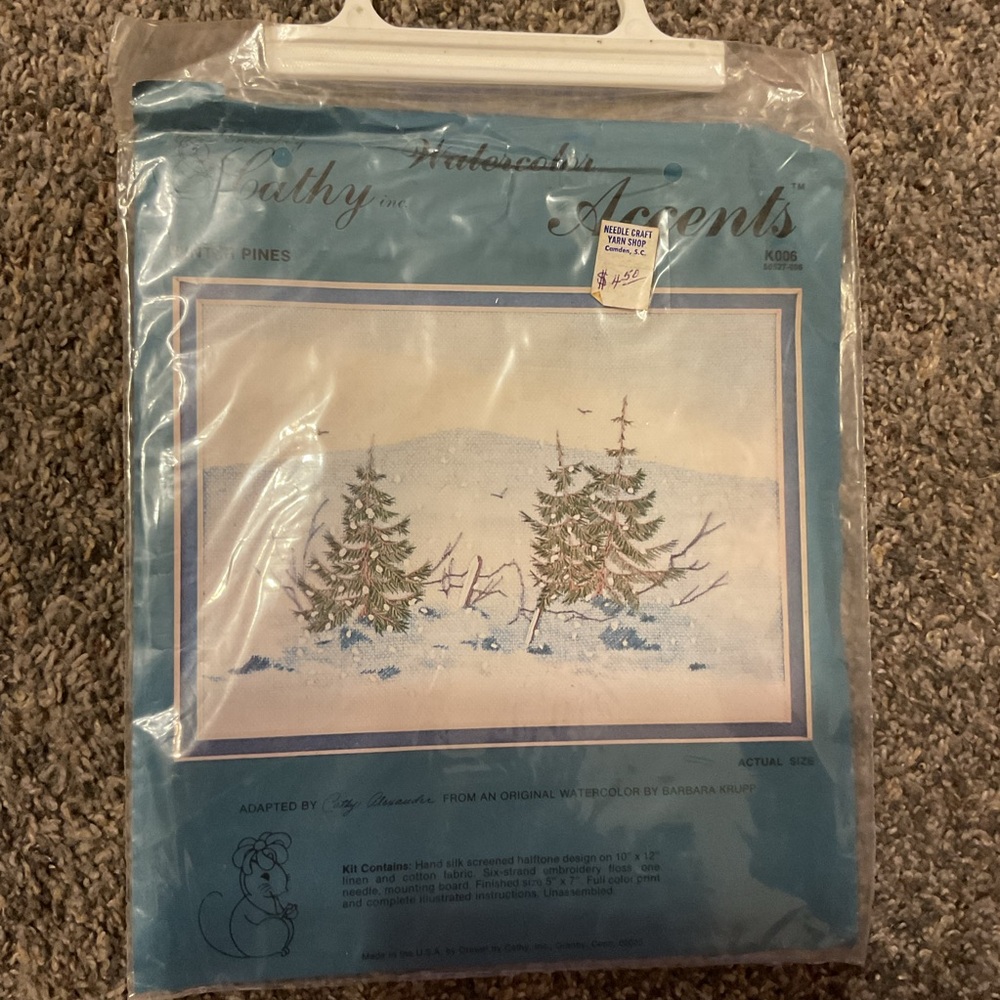 Winter Pines Holiday Cross Stitch Kit - Blue